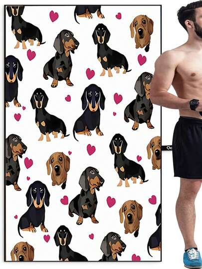 Ultra-Soft Microfiber Water-Absorbent Quick-Dry Dog Print Beach Towel, Suitable For Beach, Travel, Camping, Swimming, Picnic