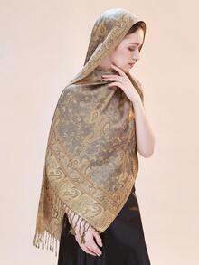 1pc 68*200cm Women's Multicolor Retro Jacquard Paisley Bohemian Style Long Tassel Windproof Shawl Scarf, Suitable For Daily Outings, Traveling, And Photo Shoots Boho, Fashion Designer New Elegant Collection Gift Wedding Bride Bridesmaid Shawl Travel