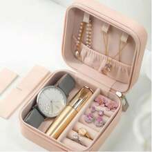 Mini Portable Jewelry Box - PU Zipper Closure Travel Storage Box, With Soft, Compact Rectangular Box, Suitable For Necklaces, Earrings, Rings - Elegant Desktop Storage Box, Valentine's Day Gift, Jewelry Box, Essential Travel Accessory, Women's Jewelry Storage/Organizer, Luggage Organizer Bag For Various Luggage - Multicolor - View 12