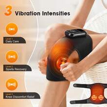 1个膝盖按摩器，加热按摩，膝盖支撑，腿部冷疗，暖振动按摩，可充电腿部加热垫，2000mAh可充电电池，圣诞节家庭礼物 - 彩色 - 查看 2