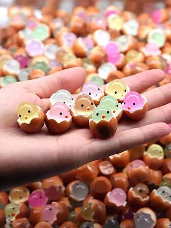 20-5只装夜光迷你小鸡，孵化蛋壳小鸡，发光树脂小鸡，适合手工制作、汽车DIY装饰，可爱创意手工小鸡，彩色夜光迷你小鸡，色彩鲜艳，可收藏，理想的派对小礼物和礼品袋填充物