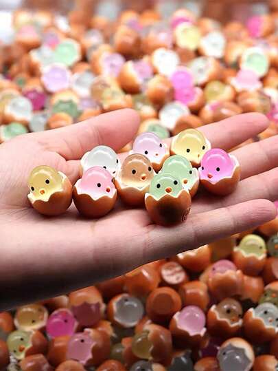 20-5pcs Glow-In-The-Dark Mini Chicks, Hatching Chick Eggshell Chicks, Luminous Resin Chicks, Suitable For Handmade, Car DIY Decoration, Cute Creative Handmade Chicks, Colorful Glow-In-The-Dark Miniature Chicks, Vibrant Colors, Collectible, Ideal Party Favors And Gift Bag Fillers