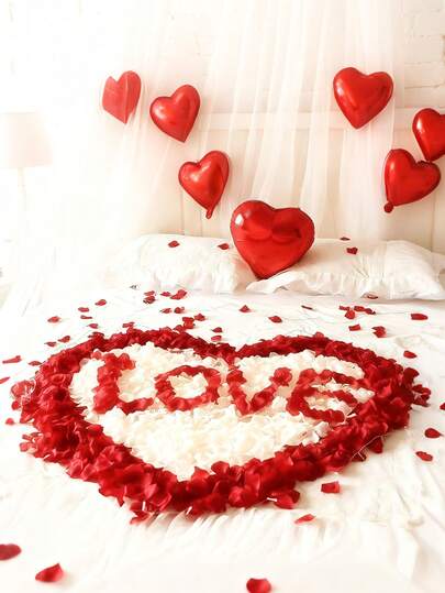 500/1000片人造玫瑰花瓣，仿真玫瑰花瓣，浪漫手工散花，无纺布材质，层叠花瓣，散花，告白花材，适用于情人节、婚礼等场合