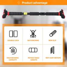 Studyset Pull Up Bar For Doorway,Strength Training Pull-Up Bars Without Screw - Adjustable Width Locking Mechanism Chin Up Bar, Thickened Steel Max Limit 440 Lbs Upper Body Fitness Pullup Bars - Black - View 3