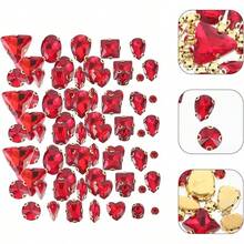 SEWACC 130 Piezas Rhinestones de Vidrio para Coser Decoraciones para Ropa Bolsas y Accesorios Color Rojo Brillante - Rojo - Ver 10