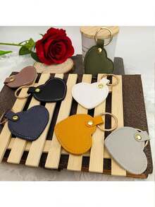 4pcs/12pcs DIY Handmade Jewelry, Heart-Shaped Leather Keychain, Leather Heart Pendant Keyring, Fashion Keychain, Bag Accessories, Unique Backpack Hanging Ornament, Car Key Chain, Birthday Gift, Party Favor - Multicolor - View 2