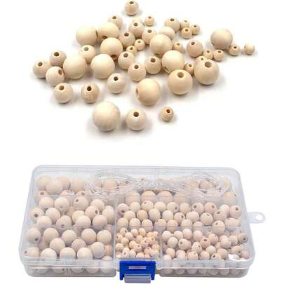 150/280/300pcs Wooden Beads With Storage Box, 6-14mm Round Natural Wooden Beads, Suitable For Stringing, Handmade Crafts, DIY Jewelry, Bracelets