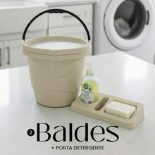 2 Baldes + 1 Porta Detergente Areia