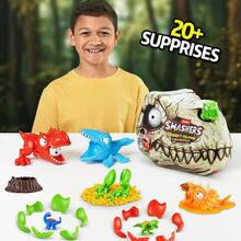 ZURU Smashers 恐龙岛迷你霸王龙战斗玩具套装 男孩恐龙战斗玩具 发射火焰 收藏惊喜 开箱骷髅头（随机）