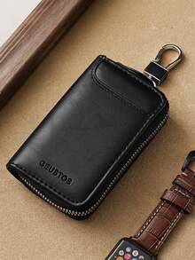 2025 Shopping Festival Promotion, Minimalist High-End Leather Key Pouch For Men, Large Capacity Waist Hanging Real Soft Leather Multi-Function Zipper Key Holder Card Case 2-In-1 - Multicolor - View 17