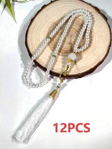 1 String/12 Strings Islamic Prayer Beads, 99pcs Glass Faux Pearl Beaded Rosary, For Muslim Prayer And Arabic Praise Bracelet - Multicolor - View 20