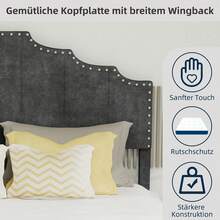 Modern Minimalist And Plush Bed, Comfortable And Soft Headboard, 140*200CM, Grey, Multifunctional Bedroom Furniture, Low Bed Frame Without Gas Spring, Mattress Not Included. - Gray + Fabric + Metal + Memory Foam - View 6