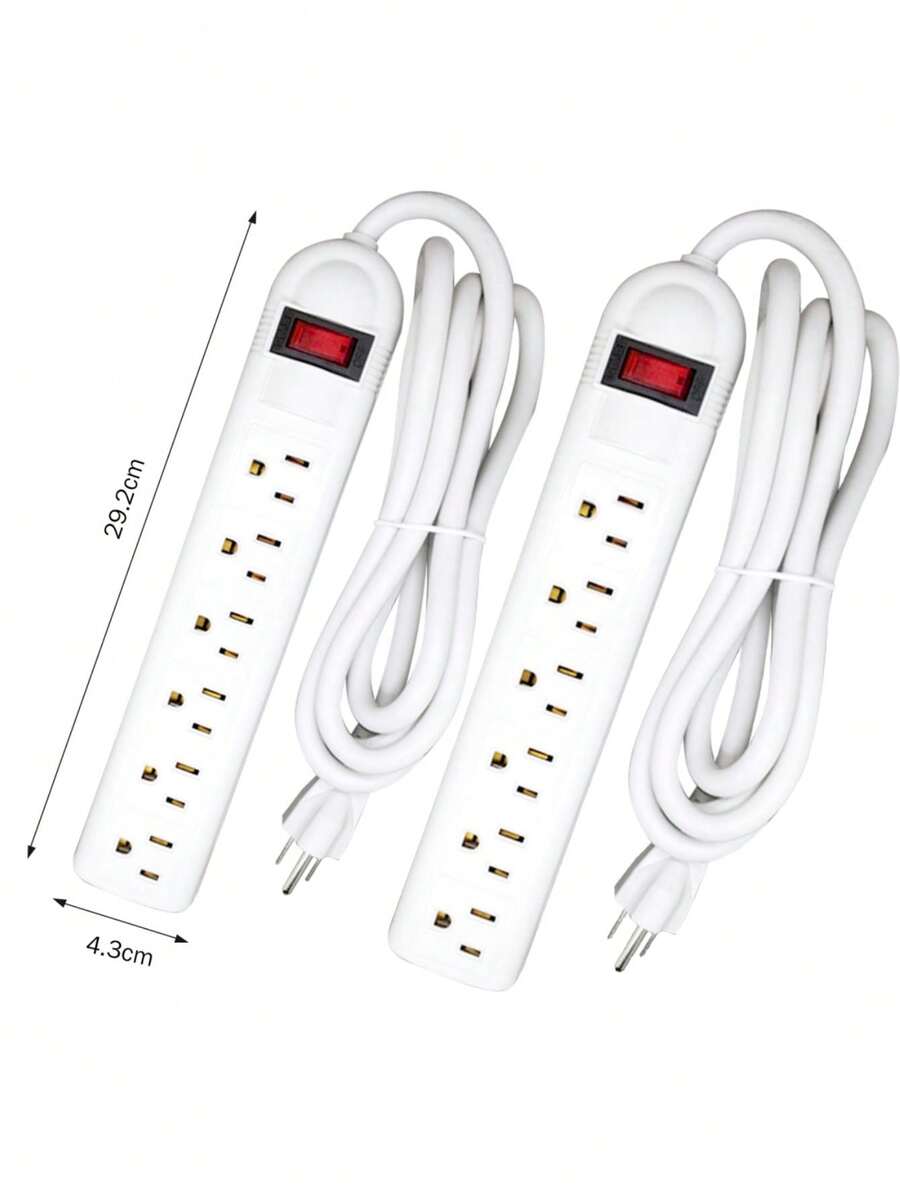 Regleta Multicontacto con 6 Tomas,  Cable de Extensión de 1M, Ideal para Dormitorio, Hogar, Dormitorio u Oficina, Disponible en Negro y Blanco