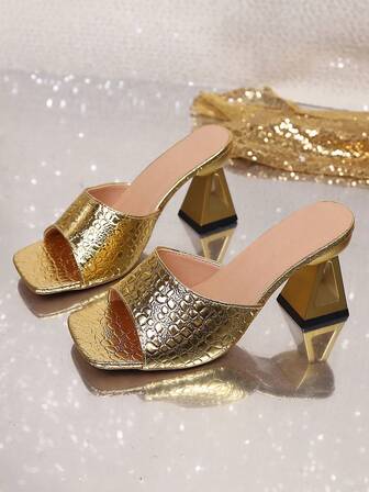 Transparent Buckle Square Toe Casual High Heel Sandals, Comfortable For Summer Daily Wear