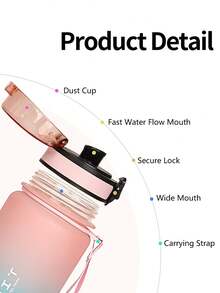 1pc 600ml/21oz Gradient Matte Drinking Sports Water Bottle - Time Scale Markings, Portable Handle Strap - Suitable For Running, Cycling, Outdoor Sports, Holiday & Birthday Gifts - Multicolor - View 4