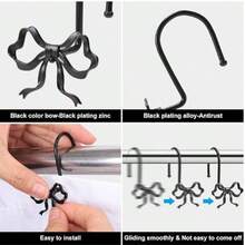 12-Piece Set Of Metal Shower Curtain Hooks - Bow-Shaped Shower Curtain Hooks, Waterproof And Rust-Free. - Black - View 2