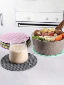 3-Pack Silicone Heat Resistant Placemats - Non-Slip Round Pot Holder Mats For Kitchen & Dining Tables - Xem 6