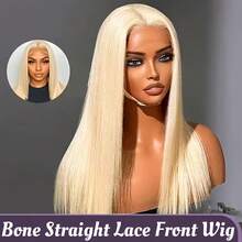 YGQWD 34 Inch 613 Blonde Bone Straight 13x4 HD Transparent Lace Front Human Hair Wigs For Women Brazilian Lace Frontal Wig PrePlucked 613 Color Lace Frontal Wigs Blended Hair For Women Christmas Dress Up Christmas Gifts - S613 - 查看 1