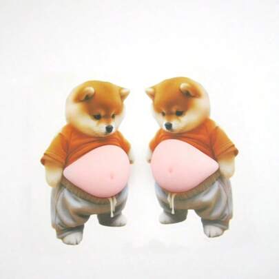 2片装防撞狗图案硅胶贴纸，汽车车门车身外贴，完美适用于卡车、家居墙壁、家具、橱柜保护