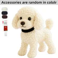 一套动物钩针编织入门套装，适合初学者，成人钩针编织入门套装，附带分步文字教程，毛绒狗狗DIY手工，适合成人，生日、情人节、万圣节和圣诞节礼物，可爱有趣的农舍风格家居装饰品 - 彩色 - 查看 3