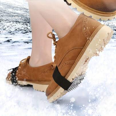 1 Pair Easy Outdoor 26-Teeth Ice Cleats Hiking Snow Anti-Slip Shoe Covers With Stainless Steel Spikes For Icy Surfaces