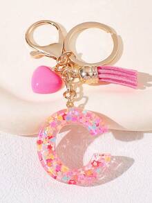 1pc Pink Heart Shaped Creative Keychain, 26pcs A-Z English Letter Children's Bag Accessories, Butterfly Letter Pendant Keychain, Valentine's Day Heart Keychain, Couples Keychain, Gift - Pink - View 35
