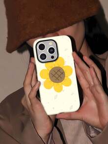 Estuche para teléfono con diseño floral de girasol amarillo compatible con estuches para teléfonos   17  16 Pro Max  15 Pro Max  13 y  12 Hecho de material TPU a prueba de caídas, resistente al desgaste y cómodo de sostener Un gran regalo para familiares, amigos, seres queridos, novios/novias y para Navidad - Blanco - Ver 5