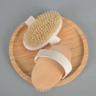 木质沐浴磨砂去角质刷 1 件装，可用于沐浴、干刷和擦洗身体。这款硅胶去角质身体刷采用柔软天然刷毛，适用于背部、腿部和足部，易于清洁，促进血液循环，去除死皮，是居家水疗的理想之选。