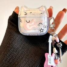 Cute Guitar Cat Couple Protective Case For AirPods Pro 3, New Earphone Cover For AirPods Pro 2, Wireless Bluetooth Earphone Protective Shell - 西瓜粉 - 查看 3