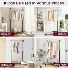 Heavy Duty Metal Single Rail Clothes Garment Hanging Rack Shelf Display Stand - Black - View 9