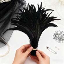 10/100根人造黑色公鸡羽毛尾巴，长度25-40厘米，适用于DIY婚礼装饰、手工工艺项目、羽毛缝纫和优雅服装造型。 - 彩色 - 查看 6
