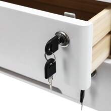 WOBENFOG Wooden Desk Organizer With Drawers & Lock, Desktop Countertop Storage Cabinet Lockable Home Office Supplies File Organizing Unit Tabletop Categorized Storage (2 Drawer - Modern White) - White - View 7