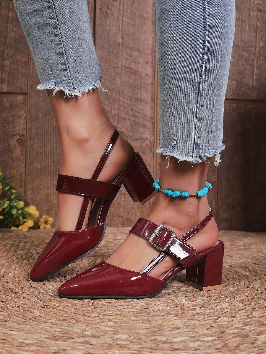 2026春夏新款女士高跟鞋，粗跟时尚百搭尖头舒适套脚穆勒高跟凉鞋