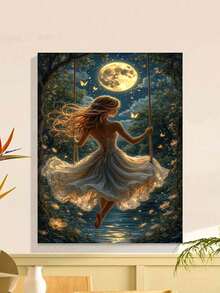 Moonlit Fairy DIY Paint By Numbers Kit, Adult Craft Kit, Frameless Art Oil Painting Set, Bedroom Decor, Art Wall Decor, Easy & Fun Painting, No Skills Needed, Fulfill Your Artist Dream, Immerse Yourself In Color, Each Stroke Is SelfExpression, Add Romance To Life, Best Gift For Family & Friends, Halloween Christmas Holiday Gift 40*50CM - 彩色 - 查看 8