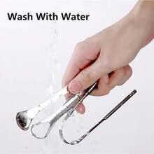 Nettoyeur de cure-dents en acier inoxydable, grattoir de langue en acier inoxydable pour les mauvaises halèines, outil de soins bucco-dentaires convenant à un usage personnel et pour animaux de compagnie - Argent - Voir 11