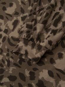 Conjunto de sudadera con capucha y pantalón holgado con cordón en estampado de leopardo - Marrón - Ver 7