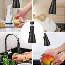 Aireador Extensor de Grifo Giratorio, 360 Giratorio Grifo Extensor 3 Modos, Gran Angulo, Filtro De Salpicaduras Universal Filtro Grifo Cocina Negro - Negro - Ver 3