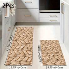 1 buc. Model floral 2D, covoraș de podea cu design plat din frânghie de in fals, pernă de protecție pentru podea de bucătărie, covoraș confortabil pentru picioare, covor pentru sufragerie, dormitor, baie, spălătorie, birou, decor pentru casă și interior