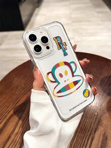 官方授权 Paul Frank 透明太空主题手机壳，全包式猴脸防摔摄像头保护套，卡通猴子彩色字母图案，全新兼容 13/14/15/16/17 Pro Max 手机保护套 - 彩色 - 查看 2