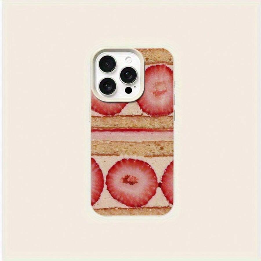 Strawberry Cake Pattern TPU Case For IPhone 16 PRO MAX/14/16 PLUS/15/13P/12/11 Business Shockproof High-Value Protective Cover - 白色 - 查看 1