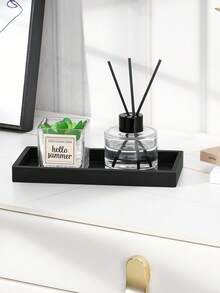 Bathroom Vanity Tray, Mini Soap Dispenser, Small Perfume And Jewelry Dish, Trinket Holder, Candle Tray, Bath Organizer Kitchen Sink Narrow Soap Dish Silicone - Black - View 6