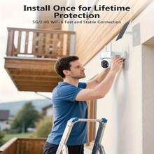 5G WiFi LTE Solar Security Camera, IP66 Waterproof, 360° Real-Time View, 4MP Color Night Vision, PIR Motion Sensor, Two-Way Communication, Smartphone Application Control, 8000mAh Battery, Wireless Outdoor Monitoring, Suitable For Home, Garage, Yard, Pet Monitoring. - White - View 2
