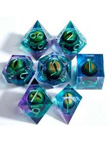 7PCS Tabletop Game Dice Set | Transparent Resin With Themed Objects Inside