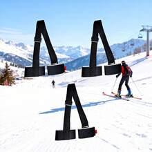 Black Nylon Adjustable Ski Handle Strap Bag Skiing Bag Adjustable Pole Shoulder Hand Carrier Lash Straps Hook Loop