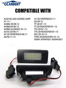 GLANBERT 2pcs Car-Specific License Plate Lights, Suitable For Suitable For BWM Audi Peugeot Renault LED Rear License Plate Light - Multicolor - View 17