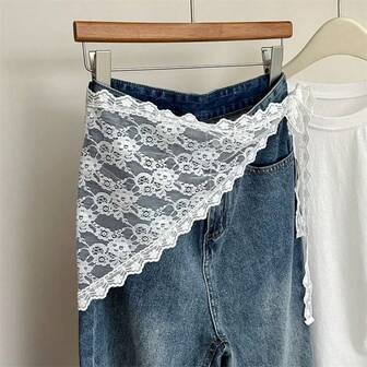 1 pezzo Scialle/sciarpa leggera in pizzo floreale a uncinetto di colore unito, adatta per primavera/estate