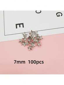 50/100pcs/Pack Silver Metal Star Studs, DIY Clothing Shoes Bags Accessories, Punk Leather Rivet Spike Buttons - Multicolor - View 9