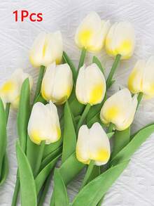 12支白色马蹄莲仿真花束，适合婚礼、新娘礼物、祝福礼物、家居装饰，仿真马蹄莲花 - 米黃色鬱金香 - 查看 6