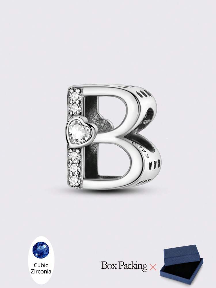 1 件原创个性化 26 字母 925 银珠，饰以闪亮立方氧化锆和精致心形装饰。每颗字母珠都镶嵌有闪亮的锆石，并饰有迷人的心形细节，采用优质 925 银打造，呈现光滑奢华的质感。完美搭配串珠手链。 - 銀色 - 查看 28