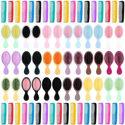 POJHK  Operation Christmas 144Pcs Travel Comb And Brush Set Mini 72Pcs Wet Hair Brush Hair Pocket Travel Detangler Hairbrush 72Pcs Fine Wide Hair Comb Toddler Detangling Brushes Soft Bristle Bulk(Multicolor)